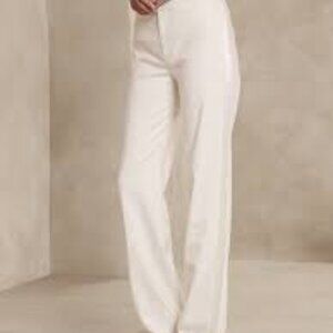 NWT Banana Republic Barathea Italian Wool Tuxedo Pant in New Off White - Size 18